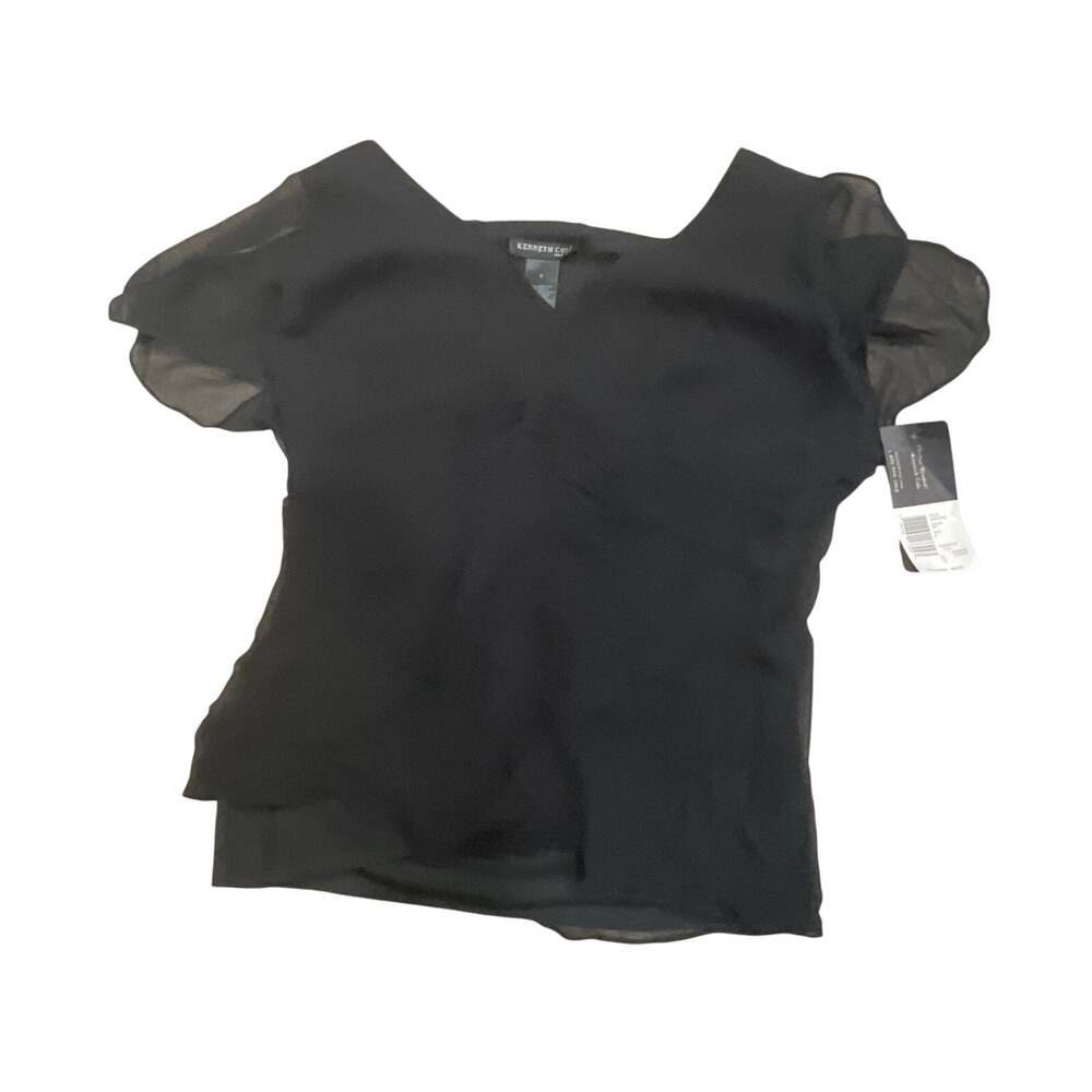 NWT Kenneth Cole Women's Size S Black Chiffon Top